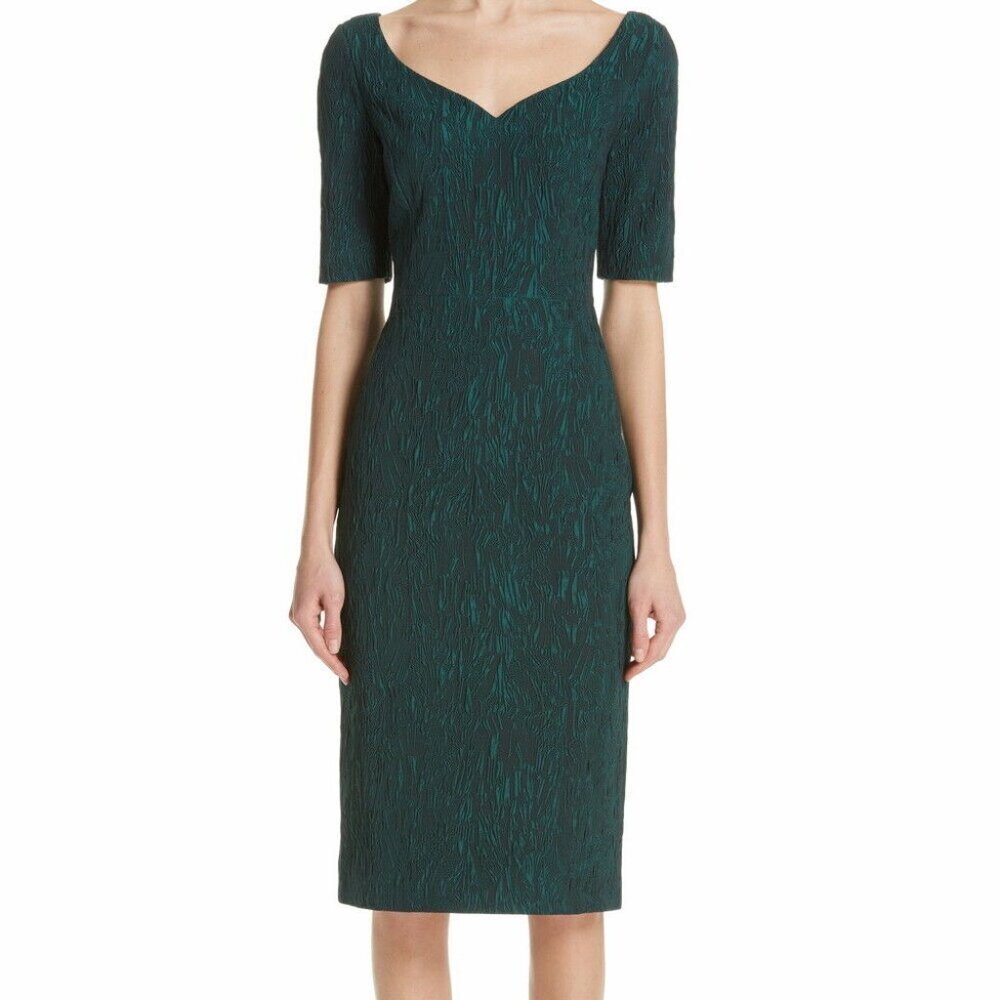 Jason Wu Malachite Green Cloqué Jacquard Cocktail Dress